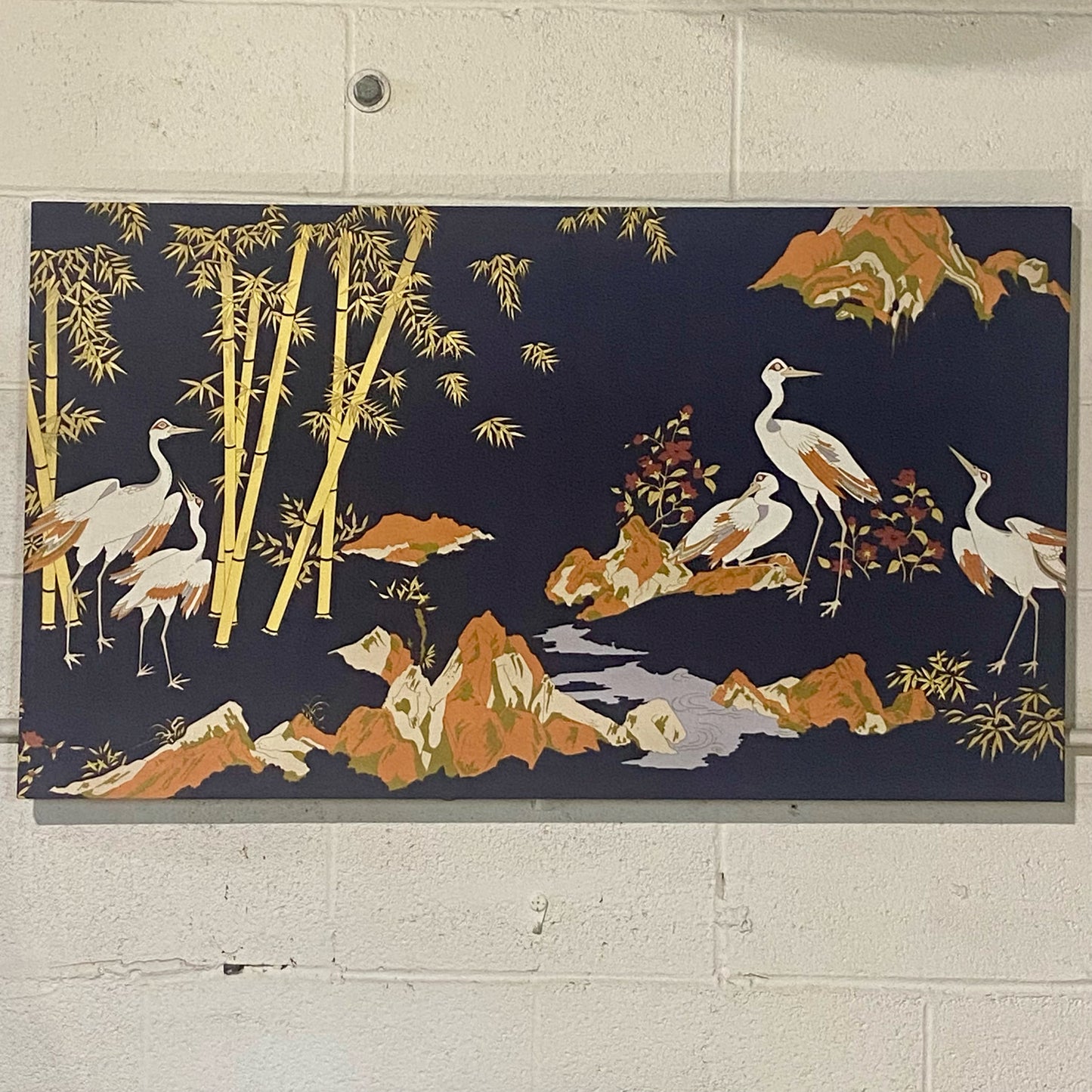 Vintage Mid 20th Century Chinoiserie Art, 42"W x 24"H x .75D