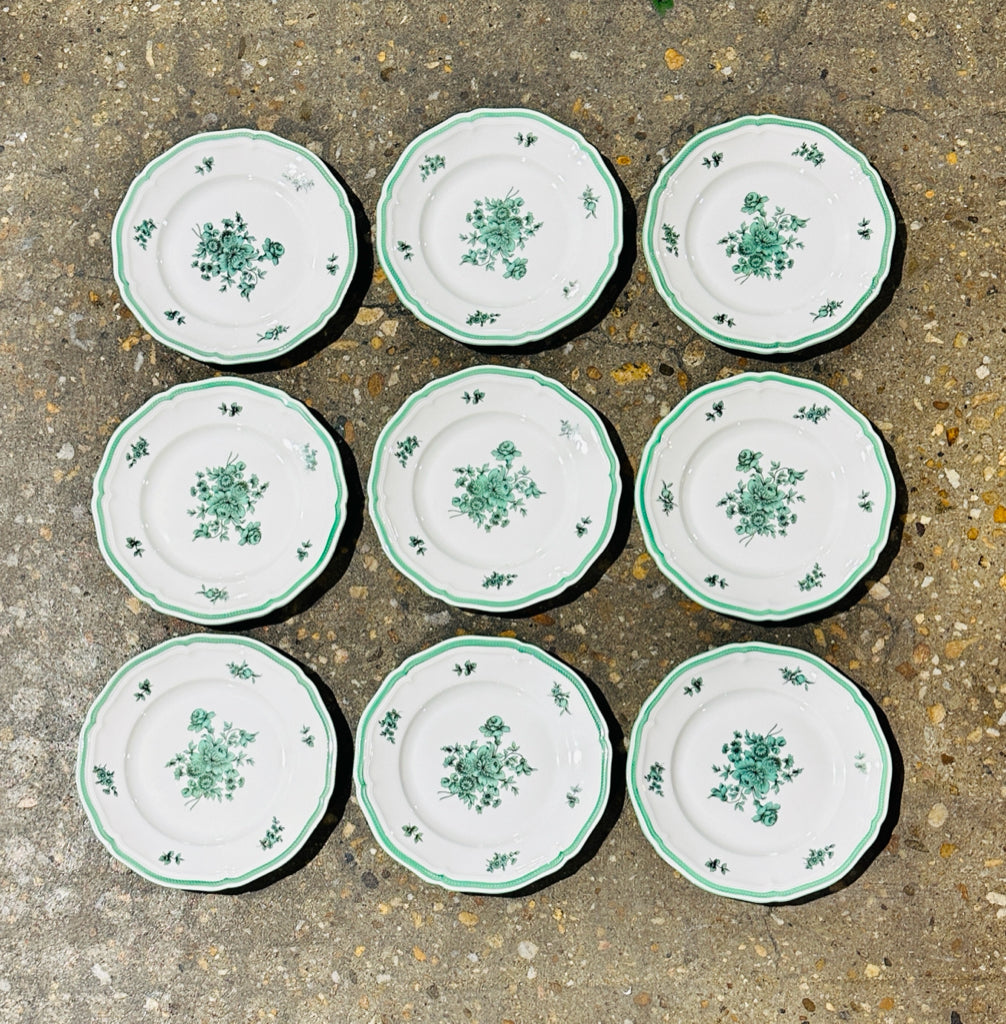 SET of 9 Rosenthal Selb-Plossberg "Green Bloom" salad plates