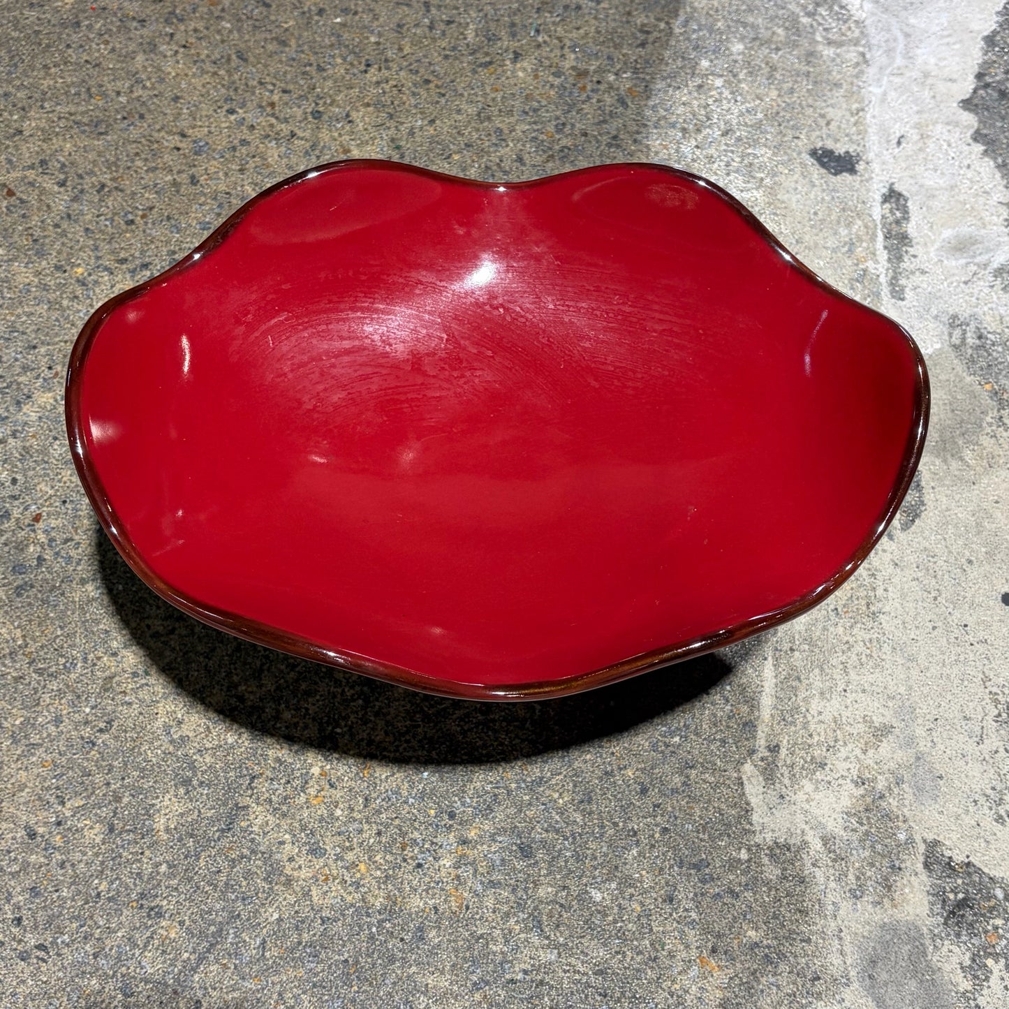 Southern Living Cinnabar Footed Bowl, 13"W x 9.75"D x 6.75"H