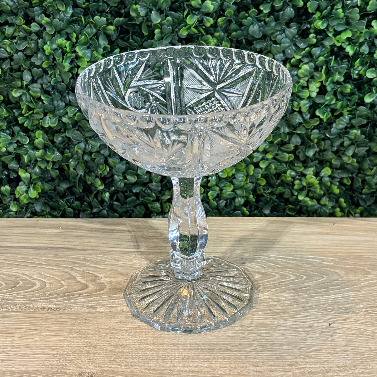 VTG Crystal Pedestal Bowl, 6"Dia x 7.5"H