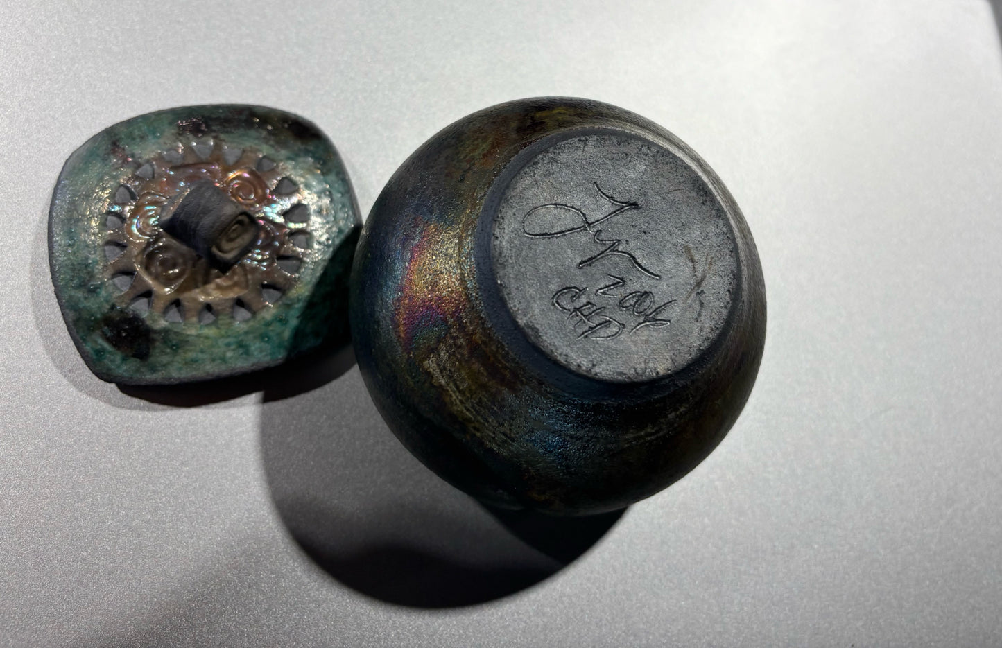 Roku Asian Pottery - with lid 4"W x 4"H