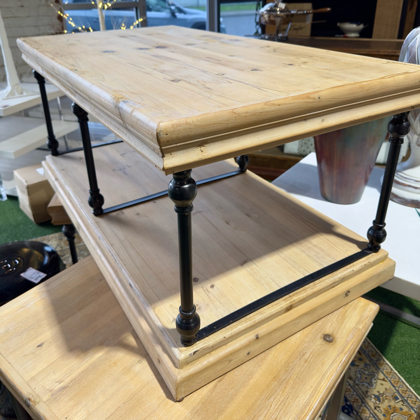 Rustic Wood & Metal Coffee Table, 42" L x 22" W x 19" H