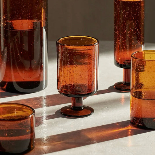 Ferm Living Oli 7.4 oz Wine Glass, Amber, 2.76" Dia x 4.92" H