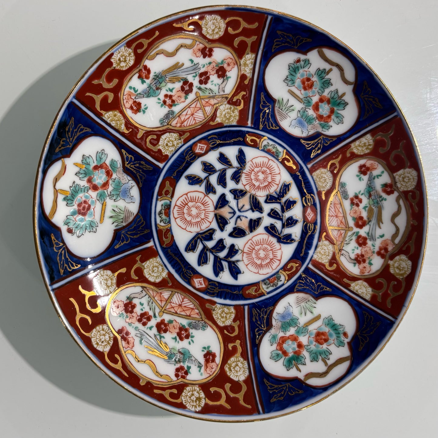 Gold Imari Plate blue/red/gold 7.25" D x 1" H