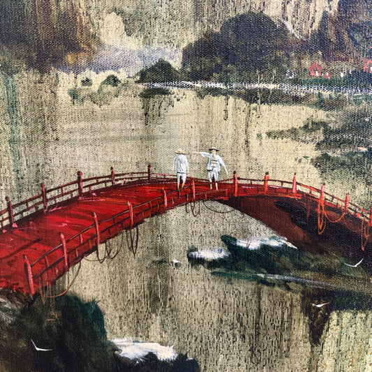 MCM Shan Shui Landscape Painting by R.E. Riwell, 37"W x 48.75"H x 1.5"D