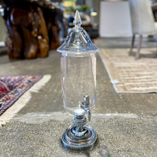 Apothecary Style Beverage Dispenser, Glass & Chrome, 6" Dia x 19" H