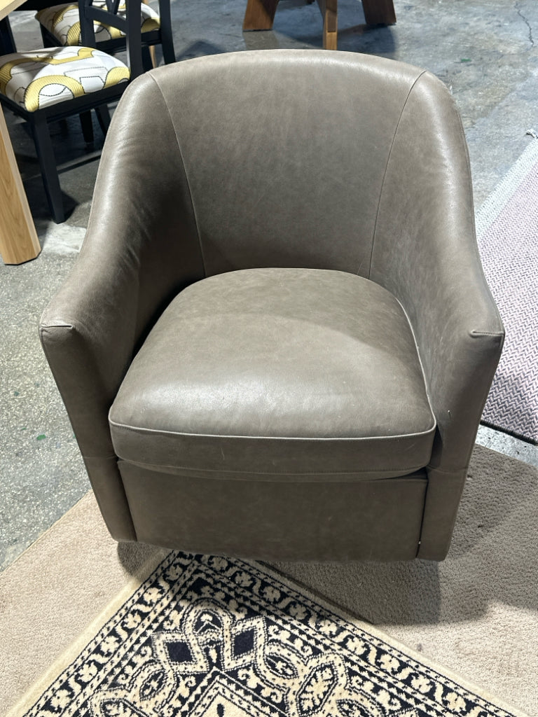NEW Savona leather swivel chair, 29.5" W x 29.75" D x 33.5" H