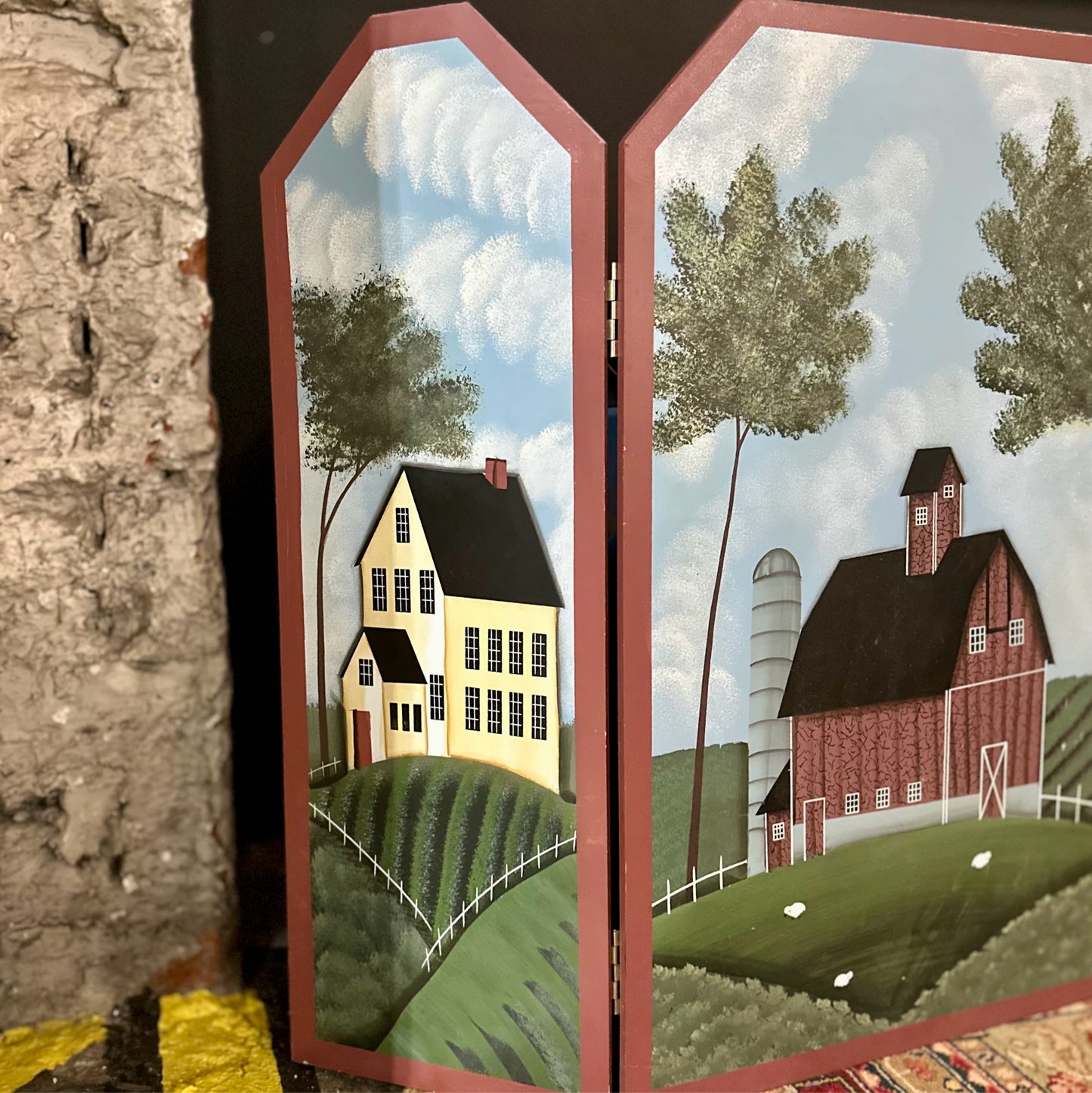 Country Living 3 Panel Fireplace Screen, Warren Kimble Art, 40" L x 30" H