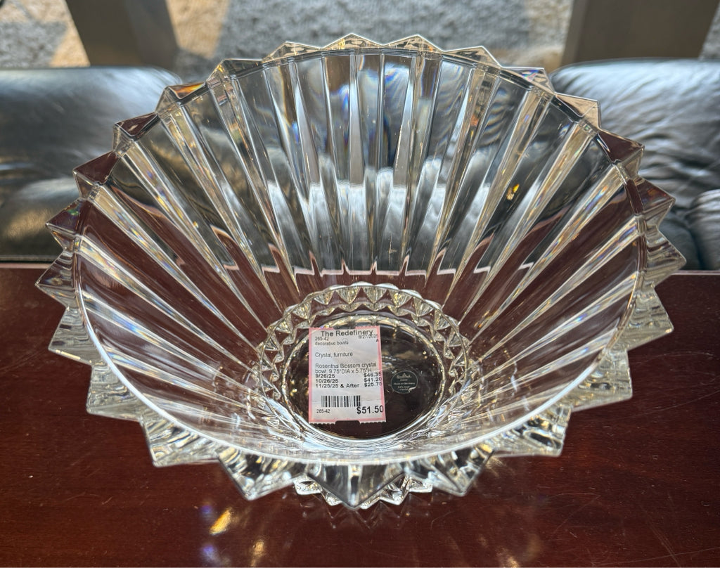 Rosenthal Blossom crystal bowl, 9.75"DIA x 5.75"H