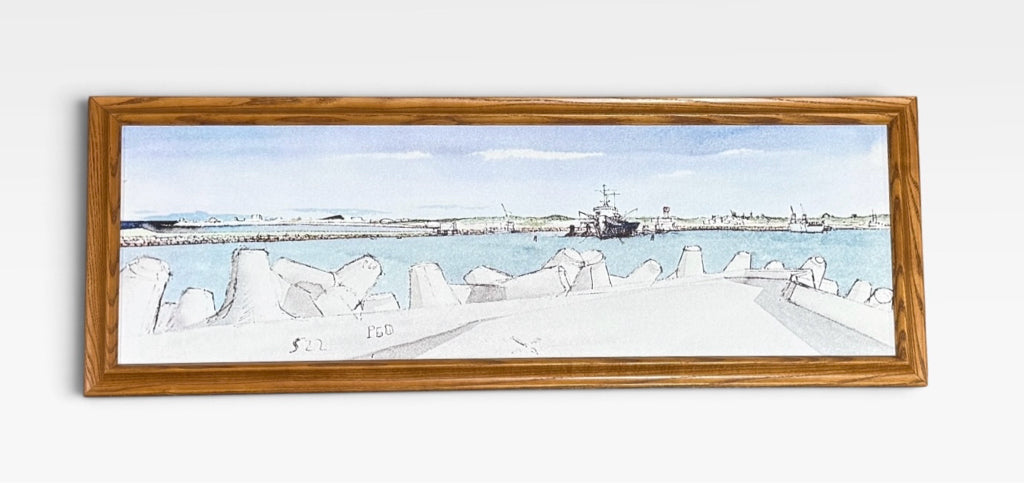 Aircraft carrier w/planes printed canvas, 38.5"W x 14.5"H