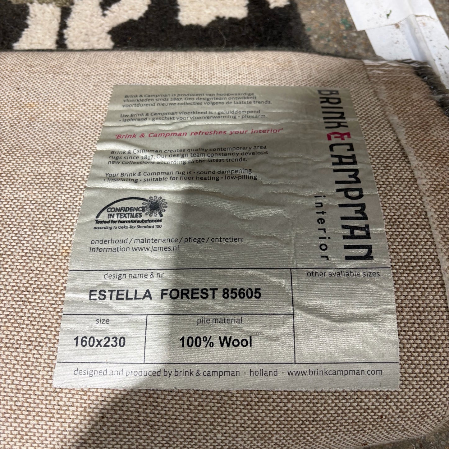 Brink & Campman Estella Forest Wool Rug, 5'4'W x 7'5"L