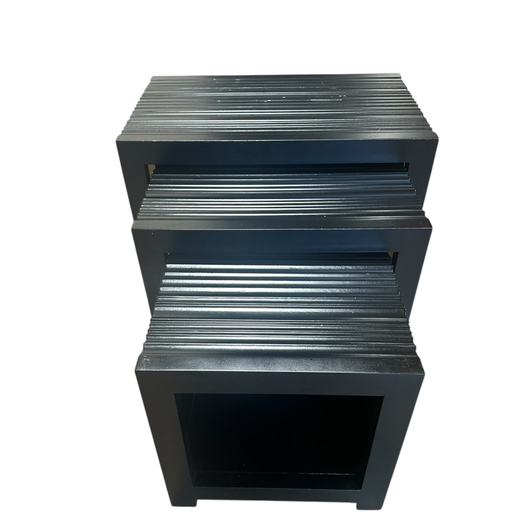 Black Ribbed nesting tables, 25.25"W x 16"D x21"H