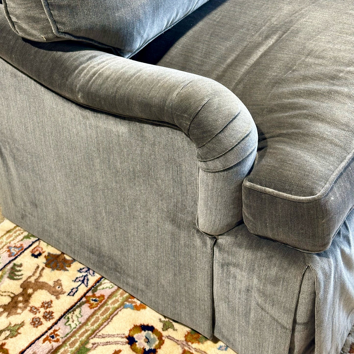 Theodore Alexander Sofa, Slate Performance Velvet, 82" L x 36" W x 32.5" H