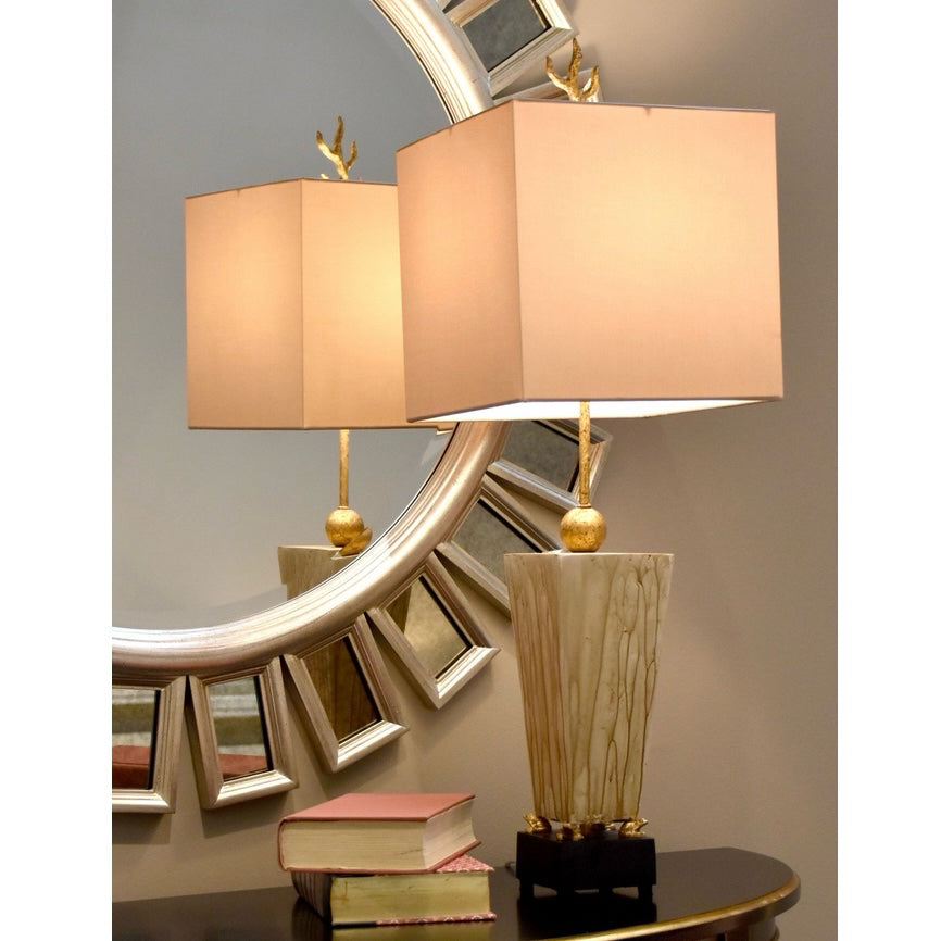 PAIR of Lucas + McKearn Grenoille Lamps, Gold & Black, 10" L x 10" W x 31" H