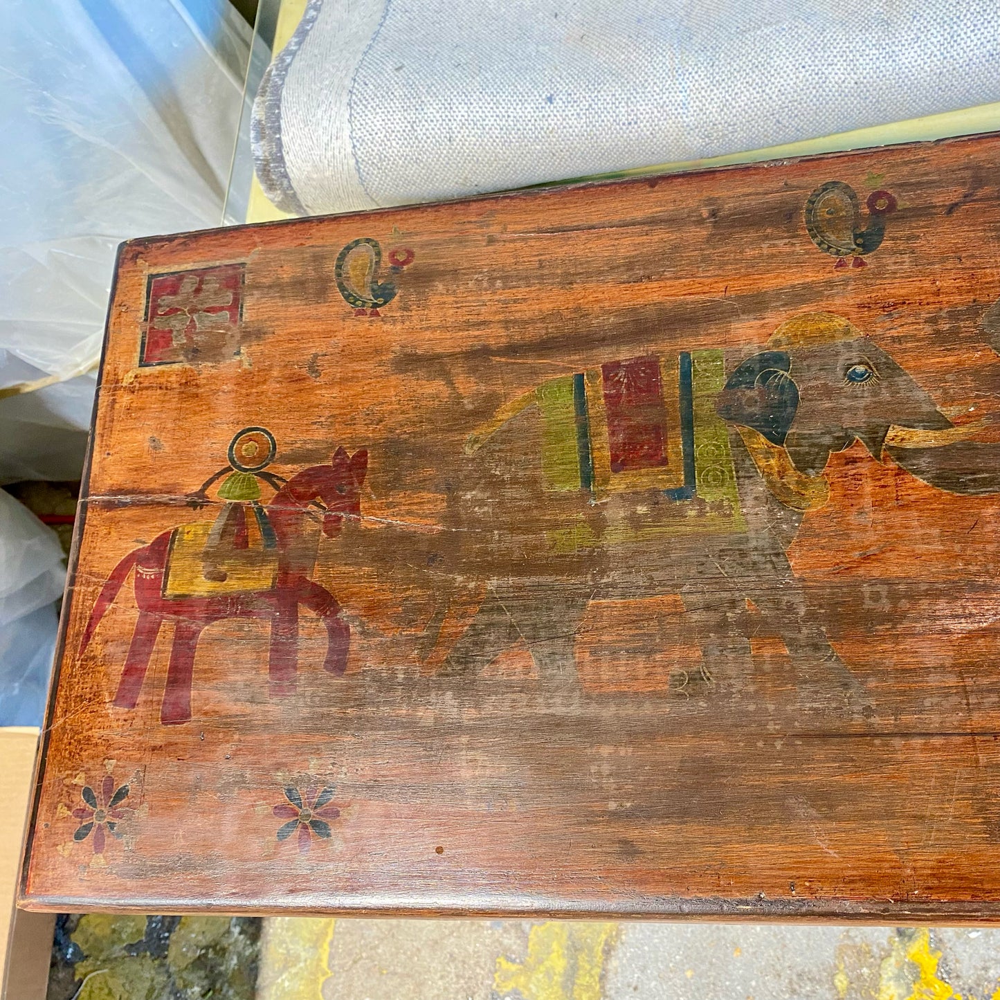 Rustic, Hand-painted Sideboard, 54.5"W x 14.25"D x 34.25"H