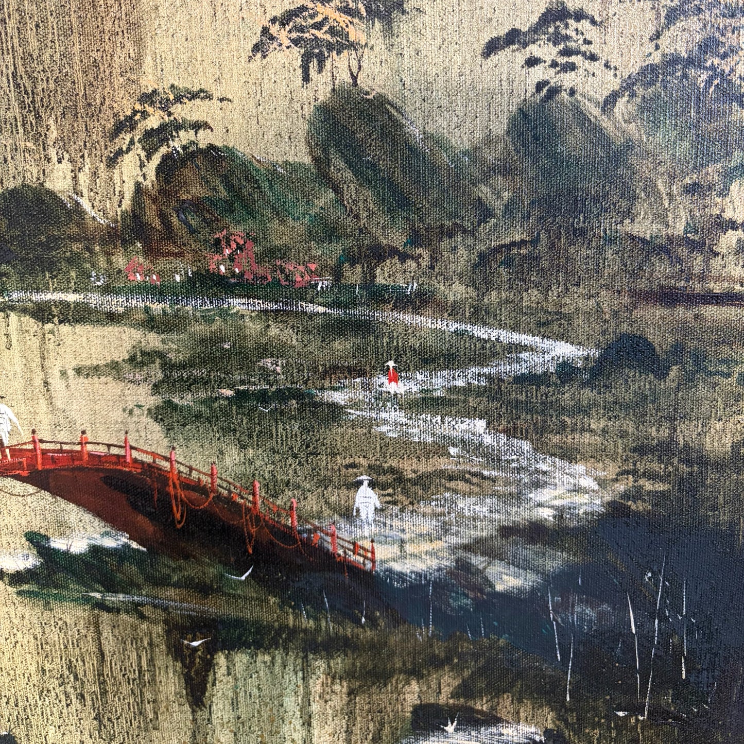 MCM Shan Shui Landscape Painting by R.E. Riwell, 37"W x 48.75"H x 1.5"D