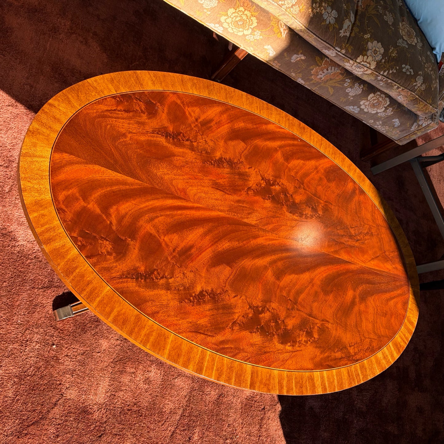 Ethan Allen Cocktail Table, Mahogany Finish, 30"D x 48"W x 18.5"H