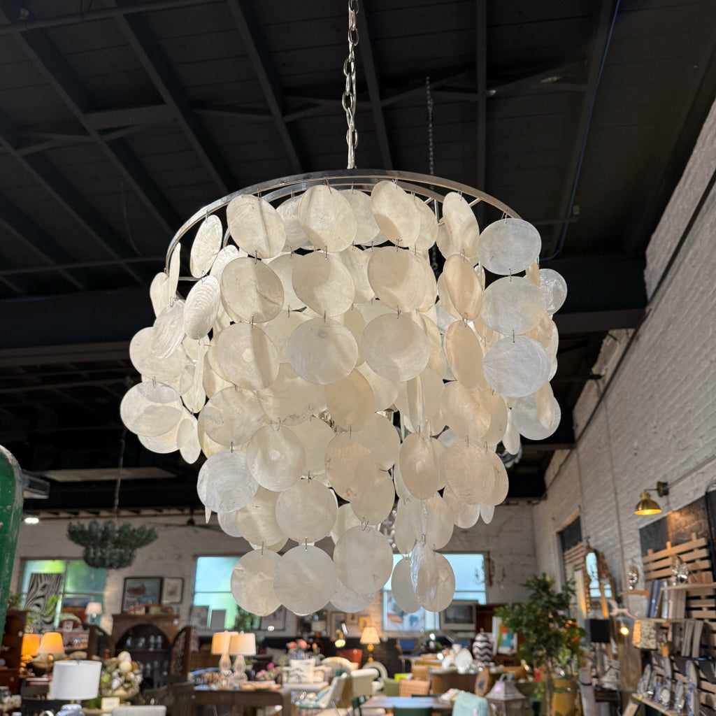 Capiz shell chandelier, 20"W x 20"D x 24"H