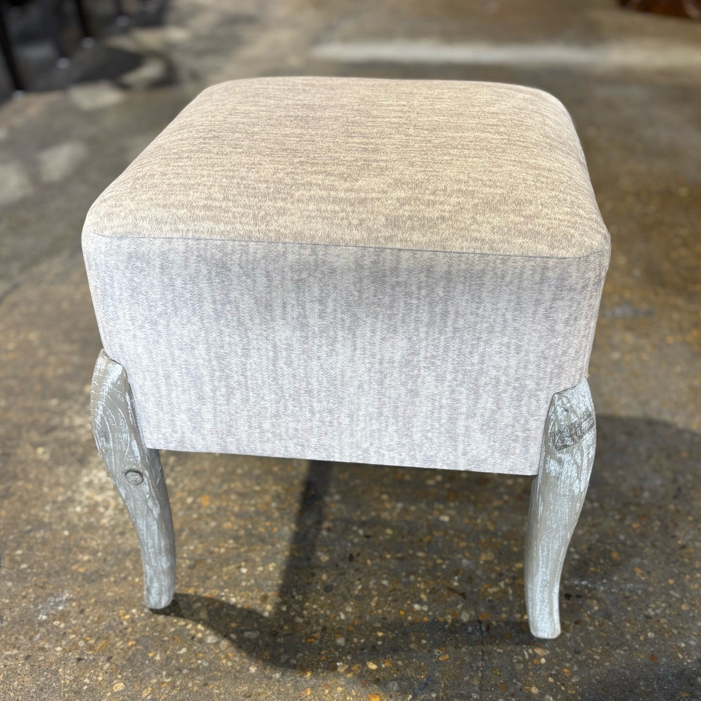 Gray Footstool, square, 17.5" W x 17.5" D x 18" H