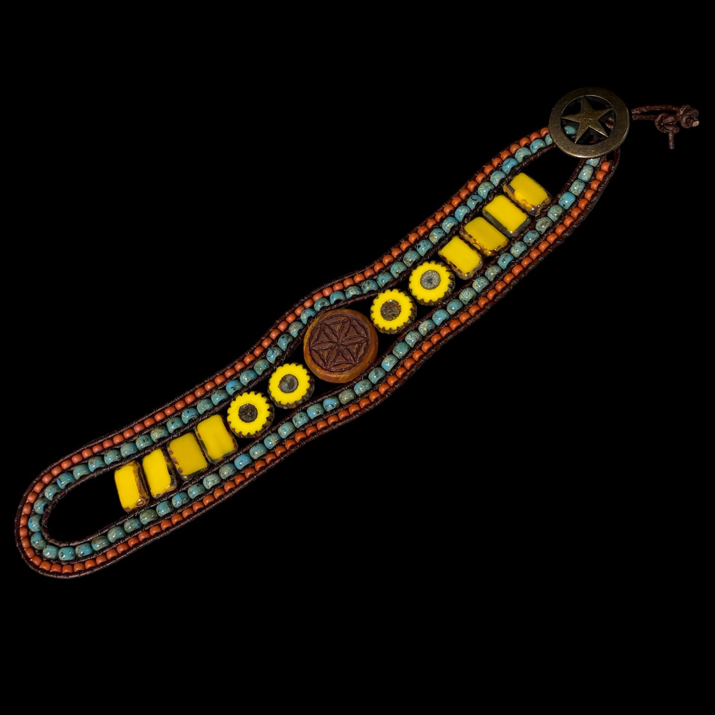 Bohemian Picasso Beaded Cuff by Carrie Prince