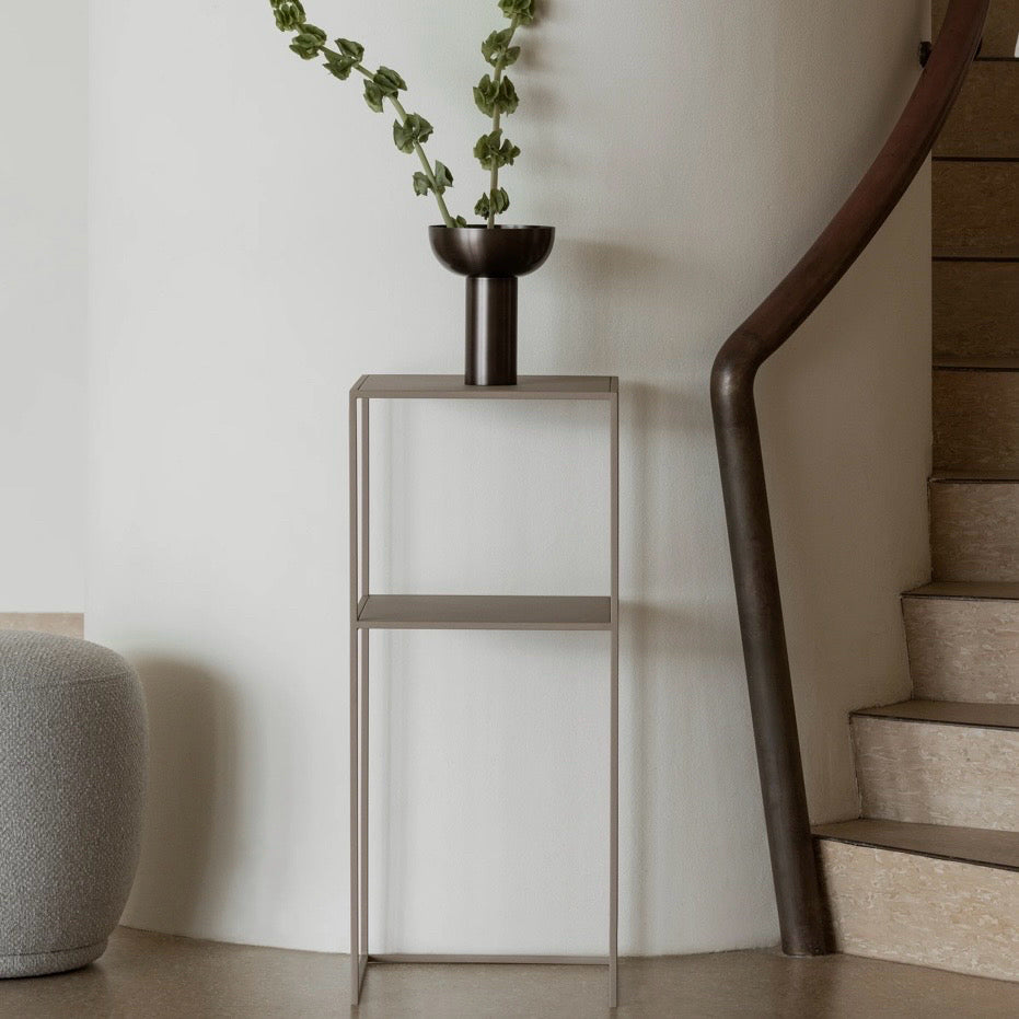 Blomus Fera Pedestal Table with Shelf - Nomad, 13.8"W x 13.8"D x 31.5"H