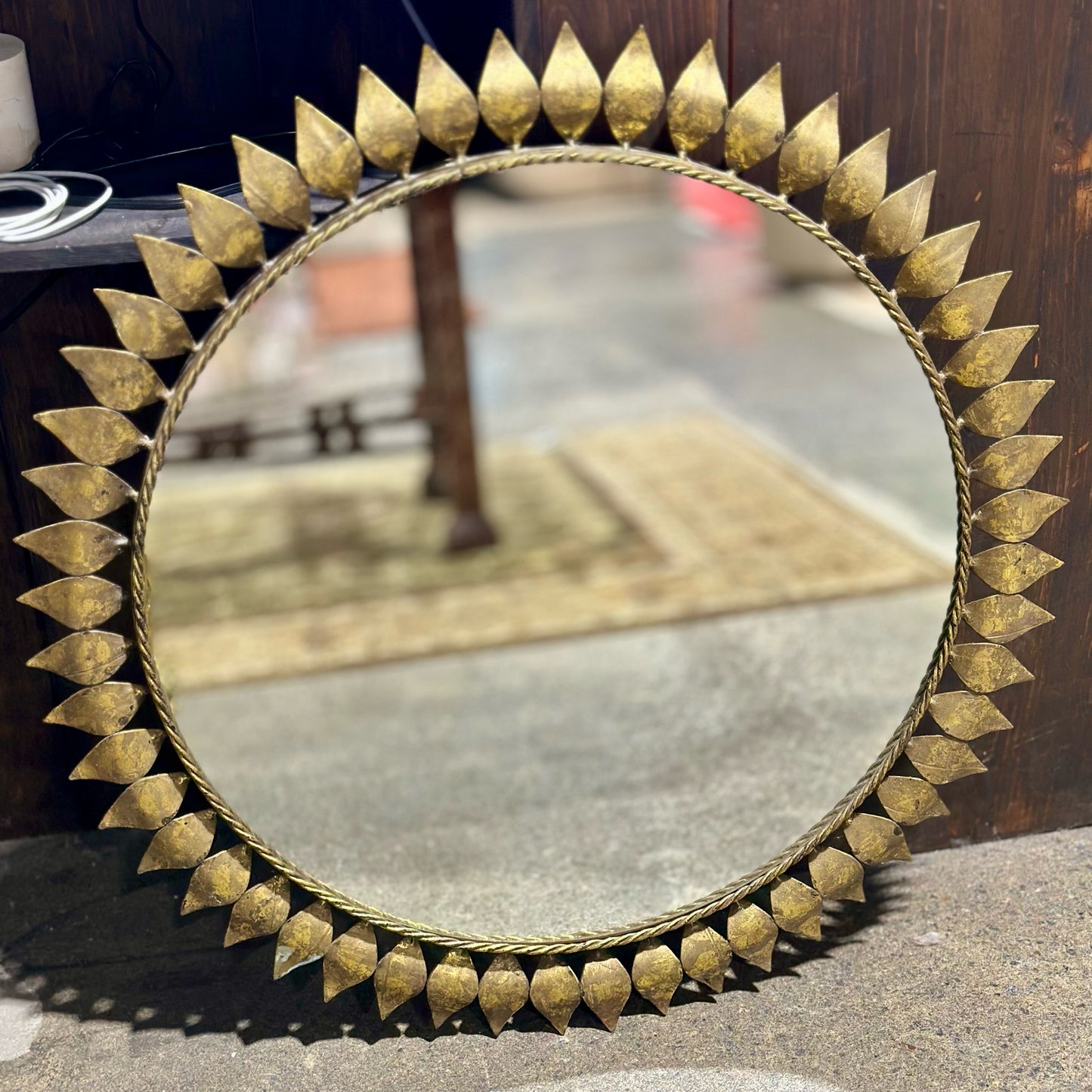 Oly Sunflower Round Mirror, Gold, 30" Dia