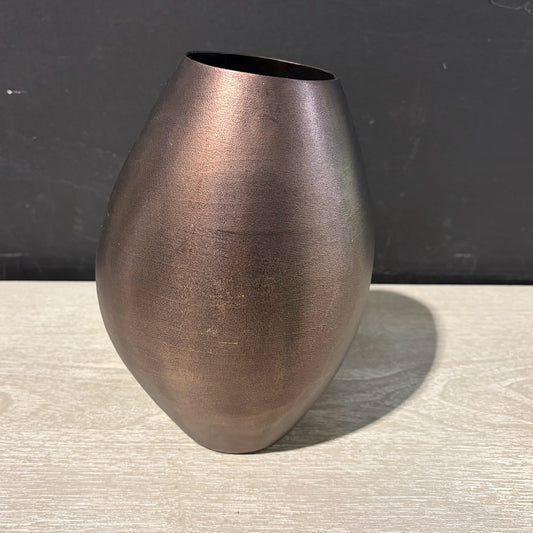 West Elm Organic Metal Vase, Dark Brass, 8.75"H x 5"W x 6"D