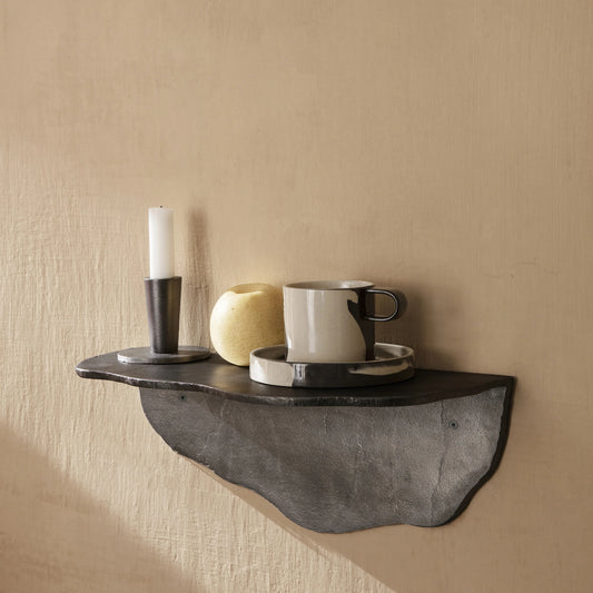 Ferm Living Fracture Shelf, Blackened Aluminum, 16" W x 7.1" D x 5.9" H