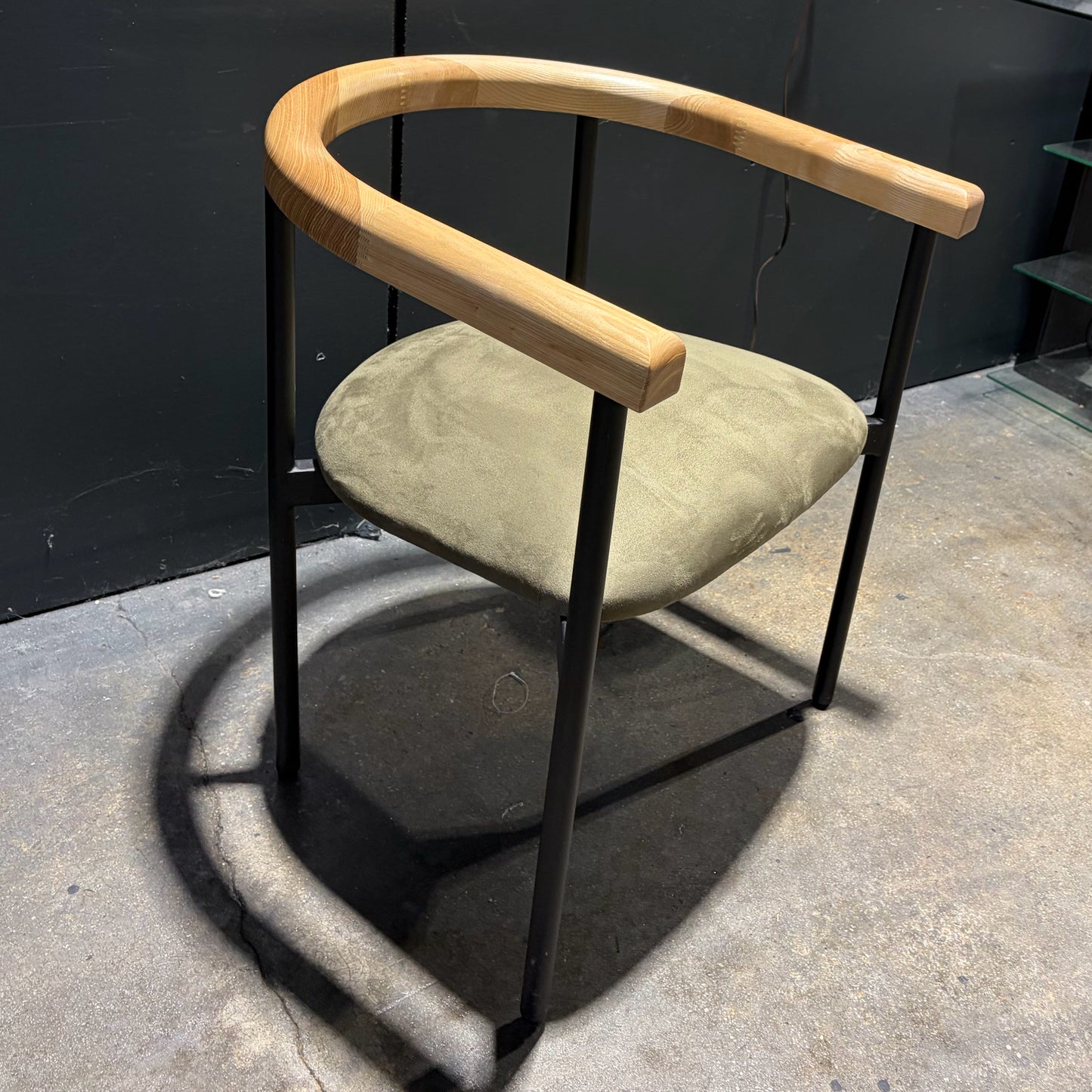 Modern Side Chair, Curved Wood Back, 24"W x 22"D x 28"H