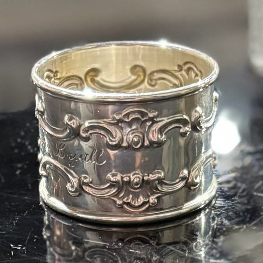 Gorham Sterling Silver Napkin Ring, monogram, 2" D x 1.5" H