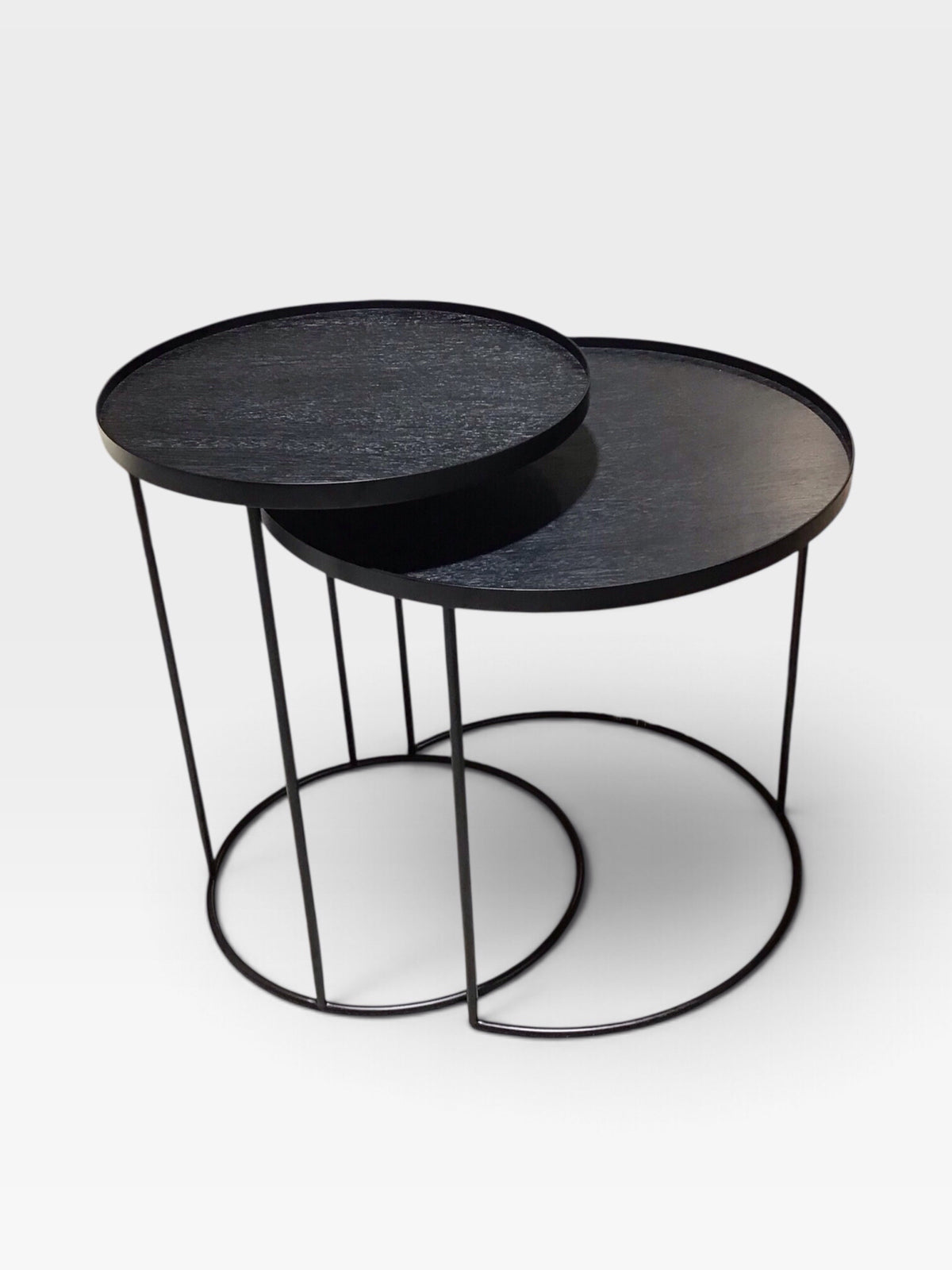 Ethnicraft Round Tray Side Table Set, 24.5"W x 24.5"D x 22.5"H