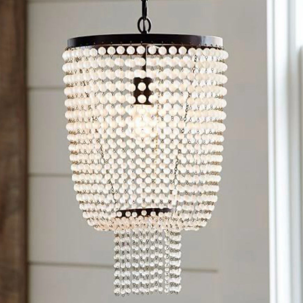 Pottery Barn Cleo Frosted Crystal Chandelier, 21"H x 12"Dia