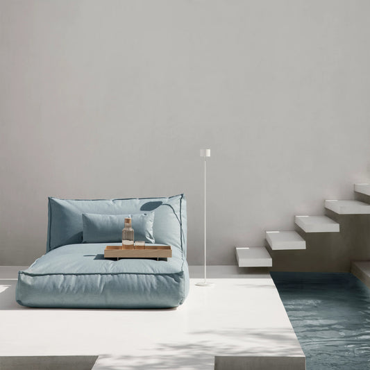 Blomus Farol Mobile Rechargeable LED Floor Lamp, White, 5.9" Dia x 45.3" H