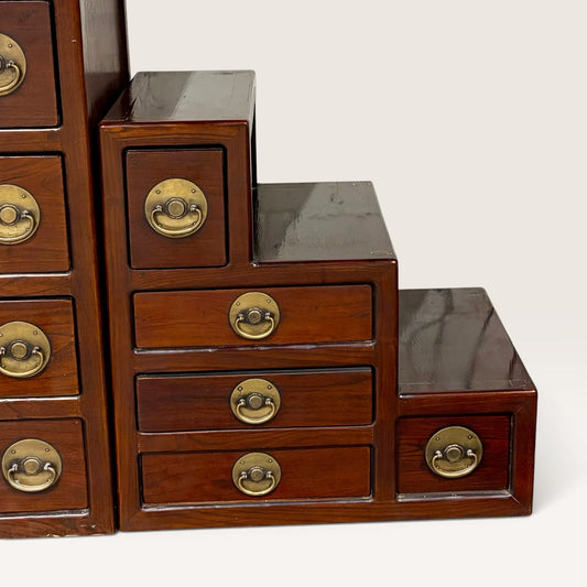 Double Sided Japanese Tansu Storage Cabinet, 35"H x 16"D x 86"W