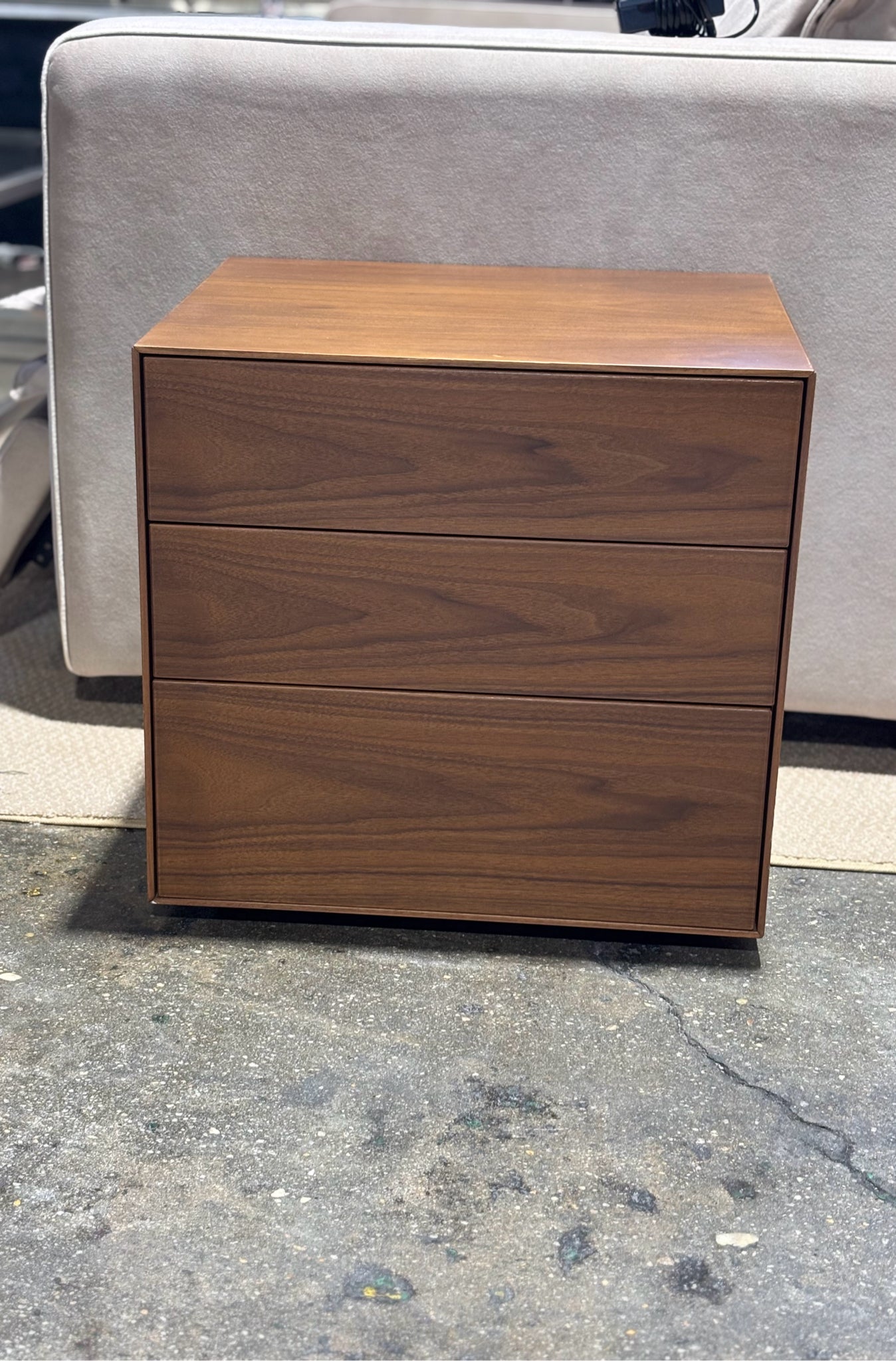 Design Within Reach Lauki bedside table, walnut, 19"W x 19.75"D x 17"H