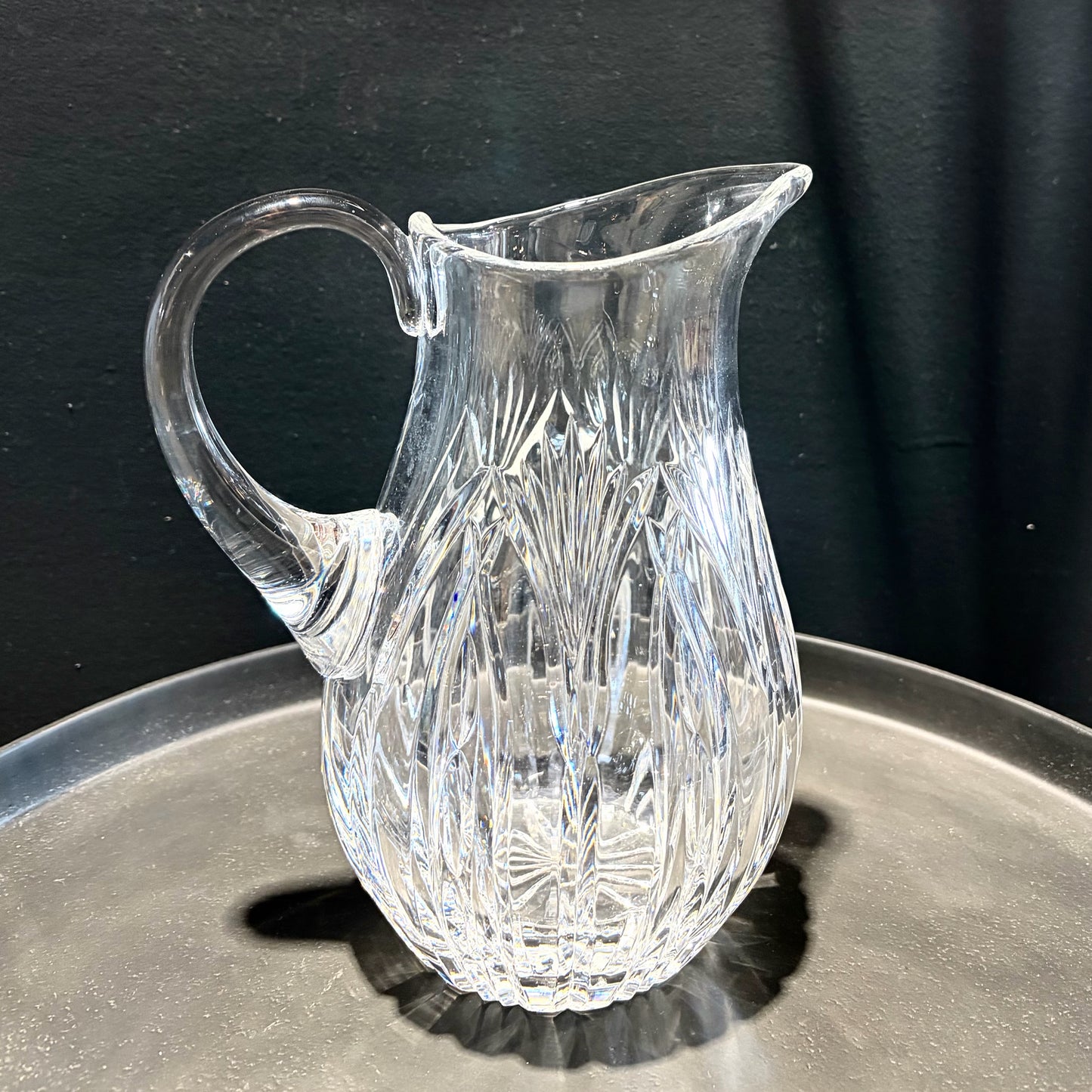 Cut Crystal Pitcher, 6.5"W x 5"D x8"H