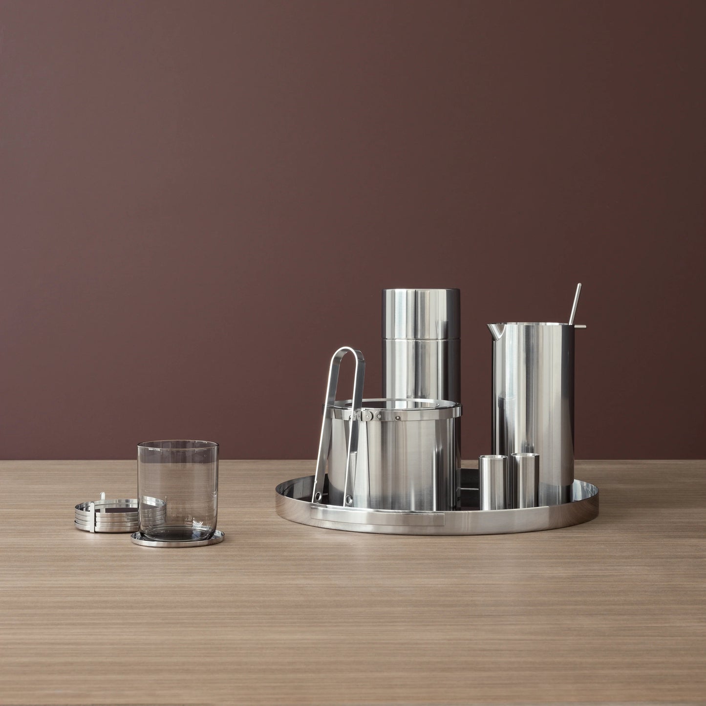 Set of 6 Stelton AJ Coasters, Stainless Steel, 3.3" Dia