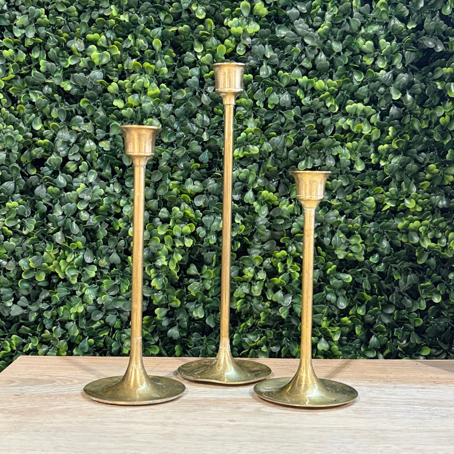 Trio of Brass Candleholders, 6" & 9"H x 2.75"Dia