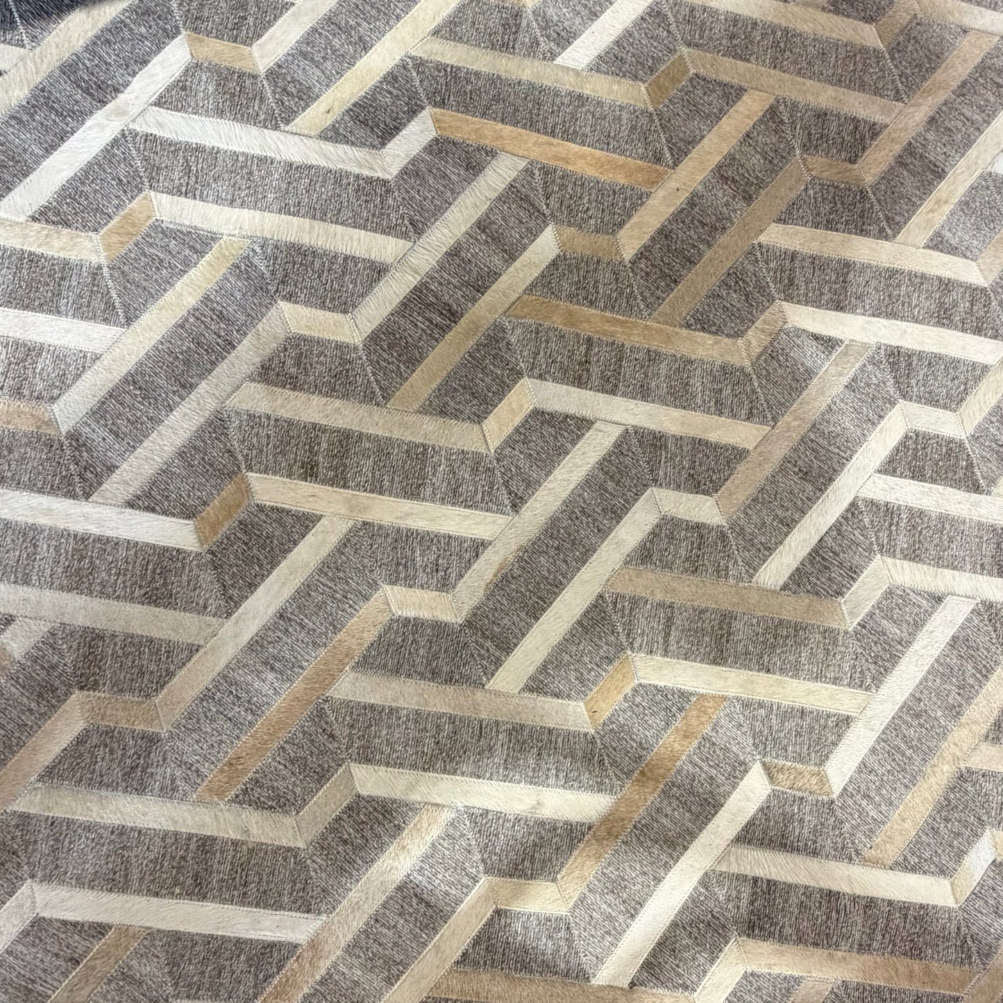 Dover Patchwork Silk & Hide Graphic Rug, 11'7"W x 14'6"L