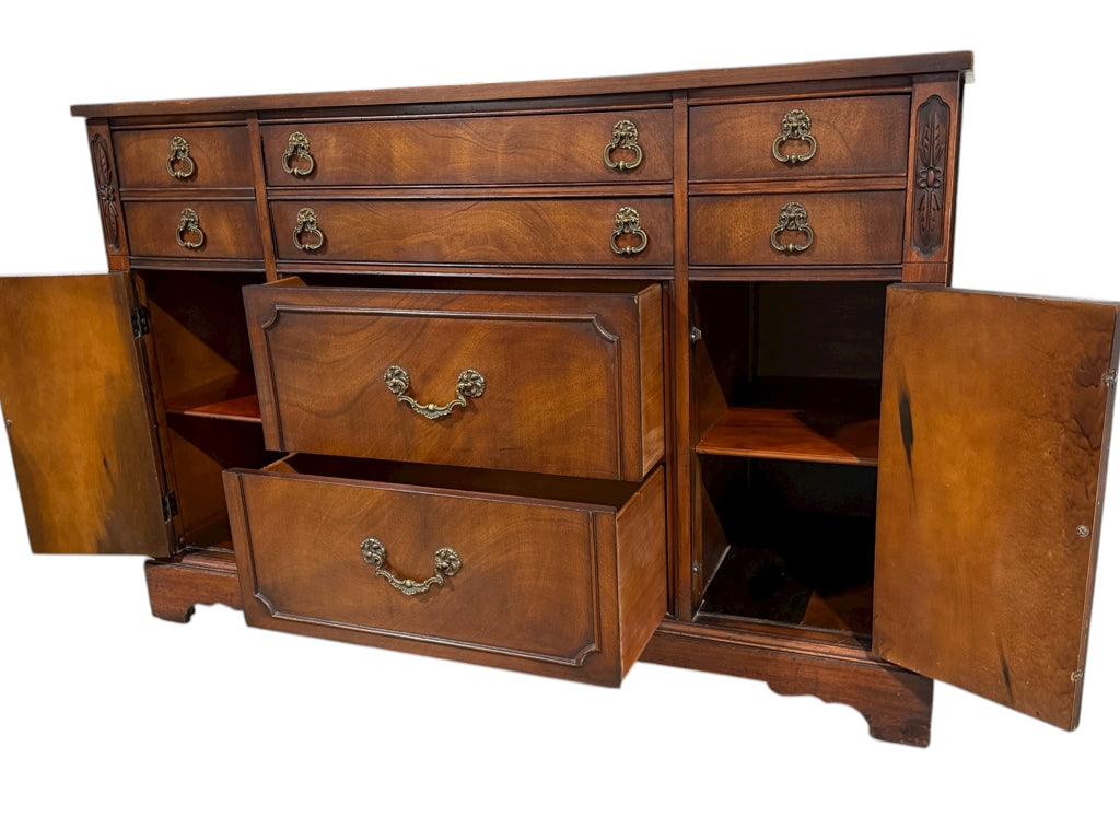 1940s sideboard, felt lined drawer, storage, 57"W x 20"D x 28"H