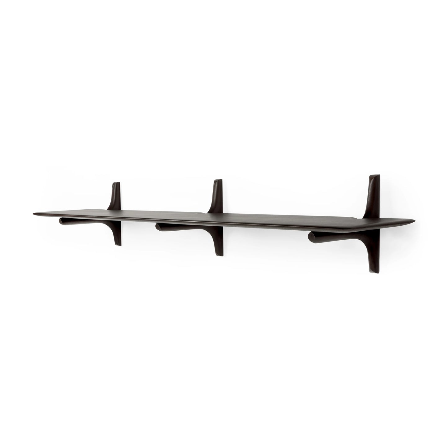 Ethnicraft PI Single Wall Shelf, Dark Brown Mahogany, 66" W x 14" D x 11" H