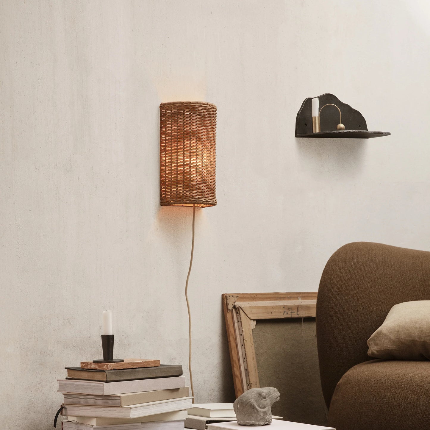 Ferm Living Fracture Shelf, Blackened Aluminum, 16" W x 7.1" D x 5.9" H