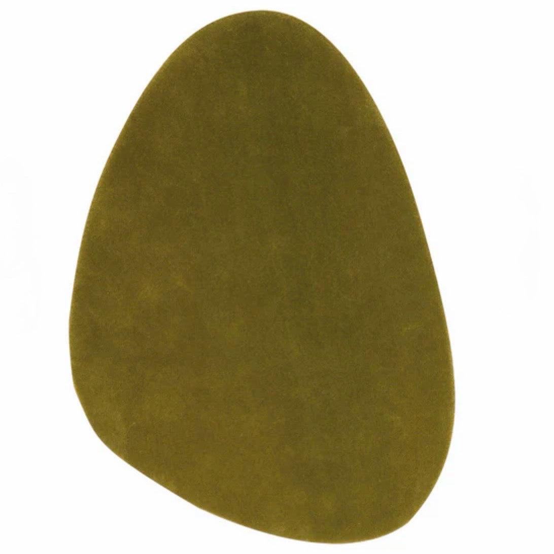 Nani Marquina Wool Cal Rug, Cal 3 Olive Green, 35"W x 51"D x 0.8"H