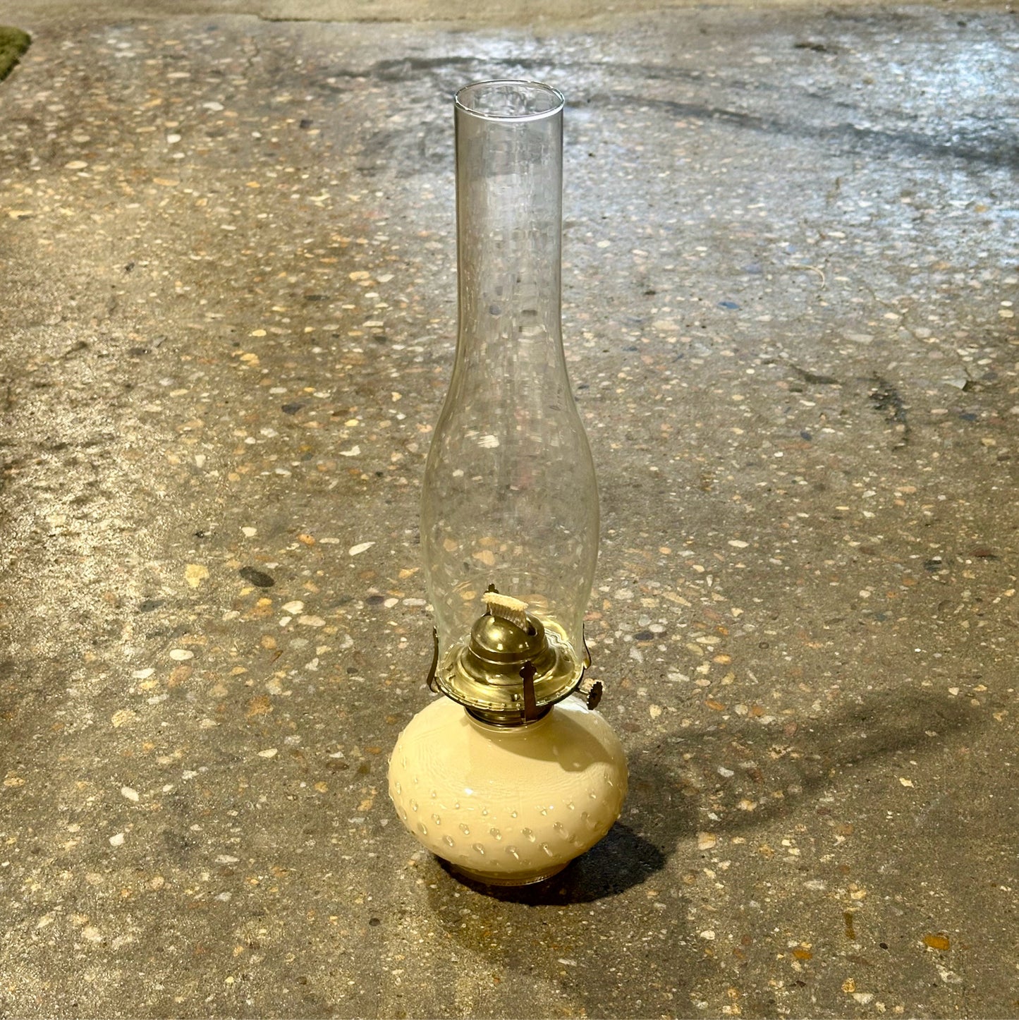 Vintage Hobnail Glass Oil Lamp, Lamplight Farms, 5" Dia x 16.5" H