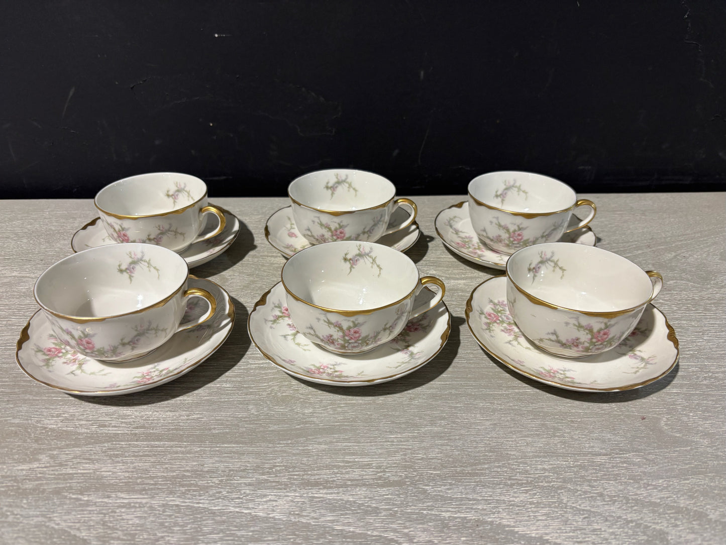 SET 6 Teacups/Saucers, Warwick, USA, 5.5" D x 1" H