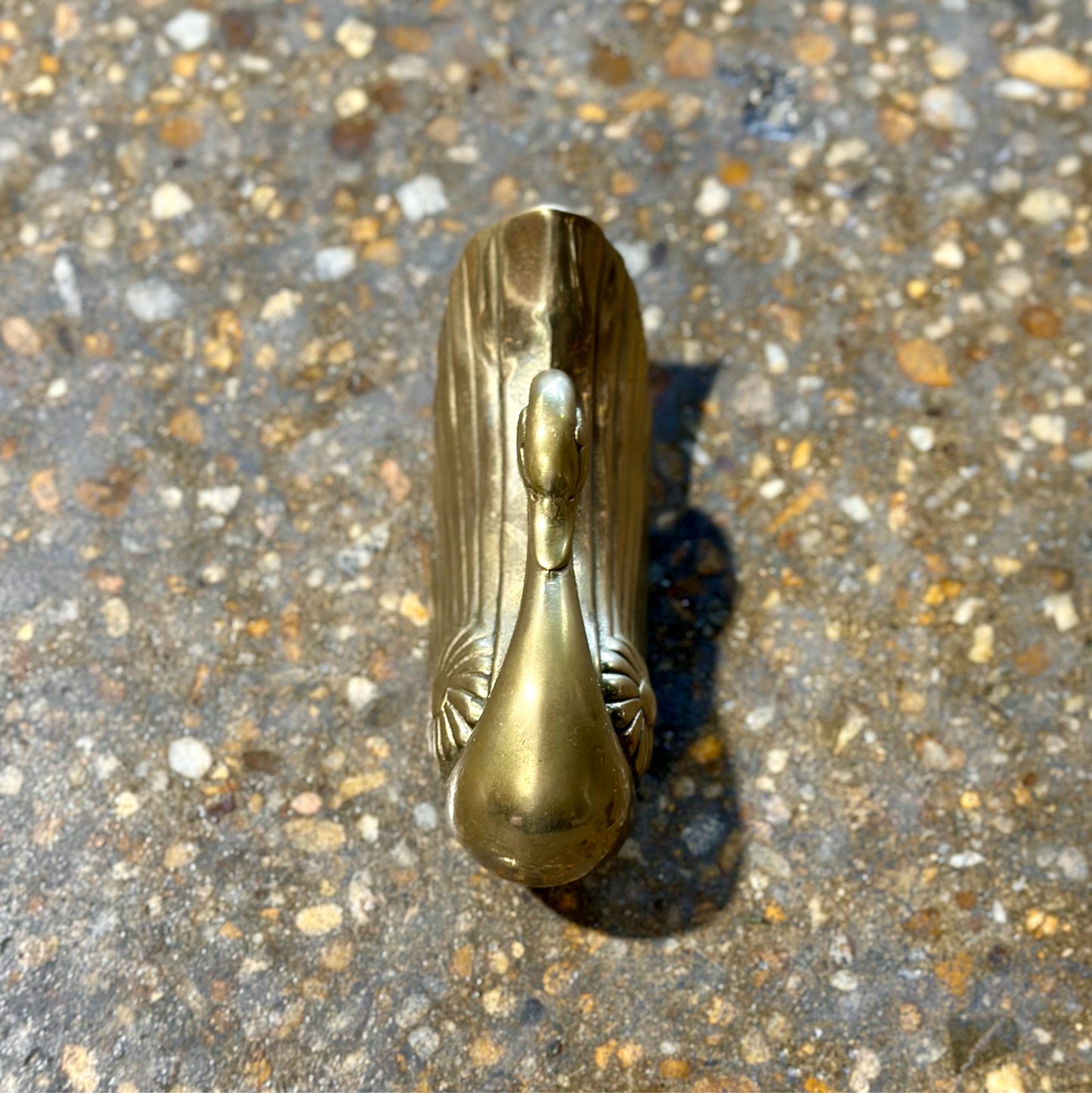 Vintage Brass Swan Wall Pocket, Crowning Touch, 6" L x 2" W x 3" D