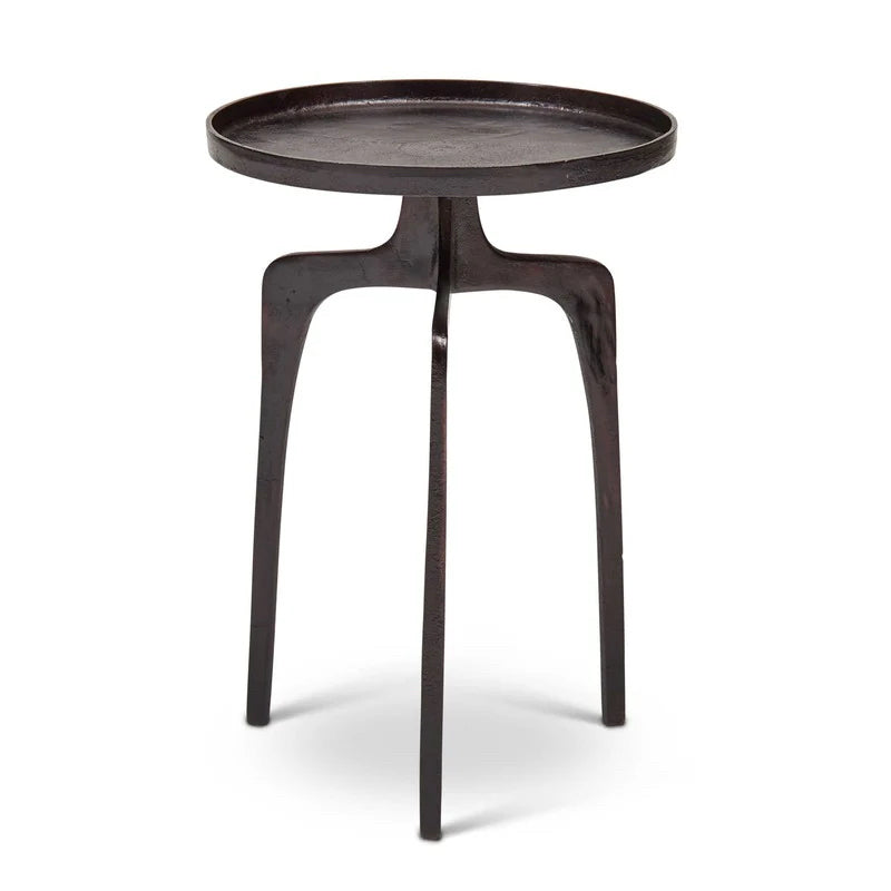 Urbia Vinya End Table, "Raw Bronze" Black Reclaimed Aluminum, 16.5" Dia x 22" H