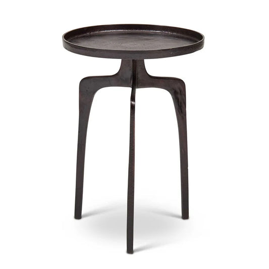 Urbia Vinya End Table, "Raw Bronze" Black Reclaimed Aluminum, 16.5" Dia x 22" H