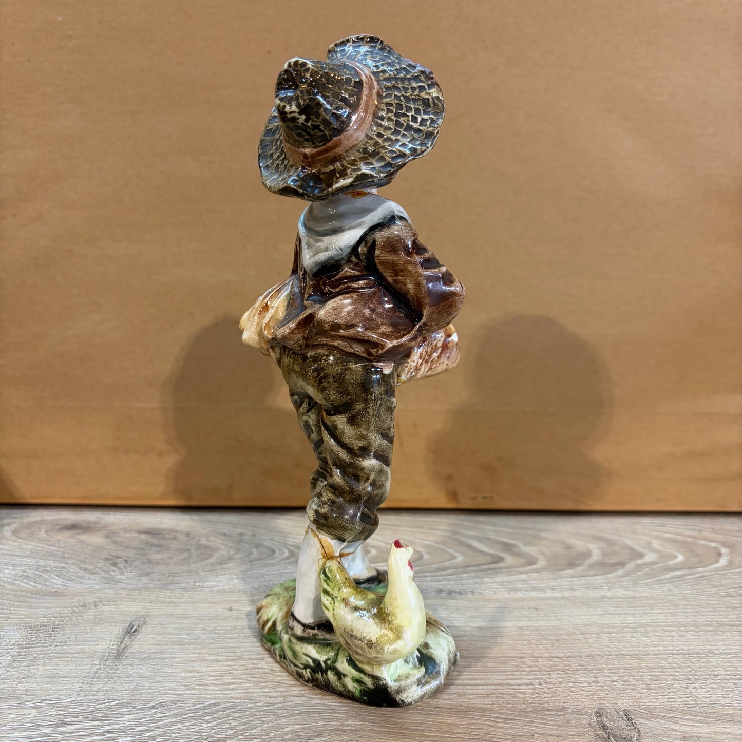 AS IS VTG Sutton's Creation Japan Child w/Chicken Figurine, 8"H x 3"W