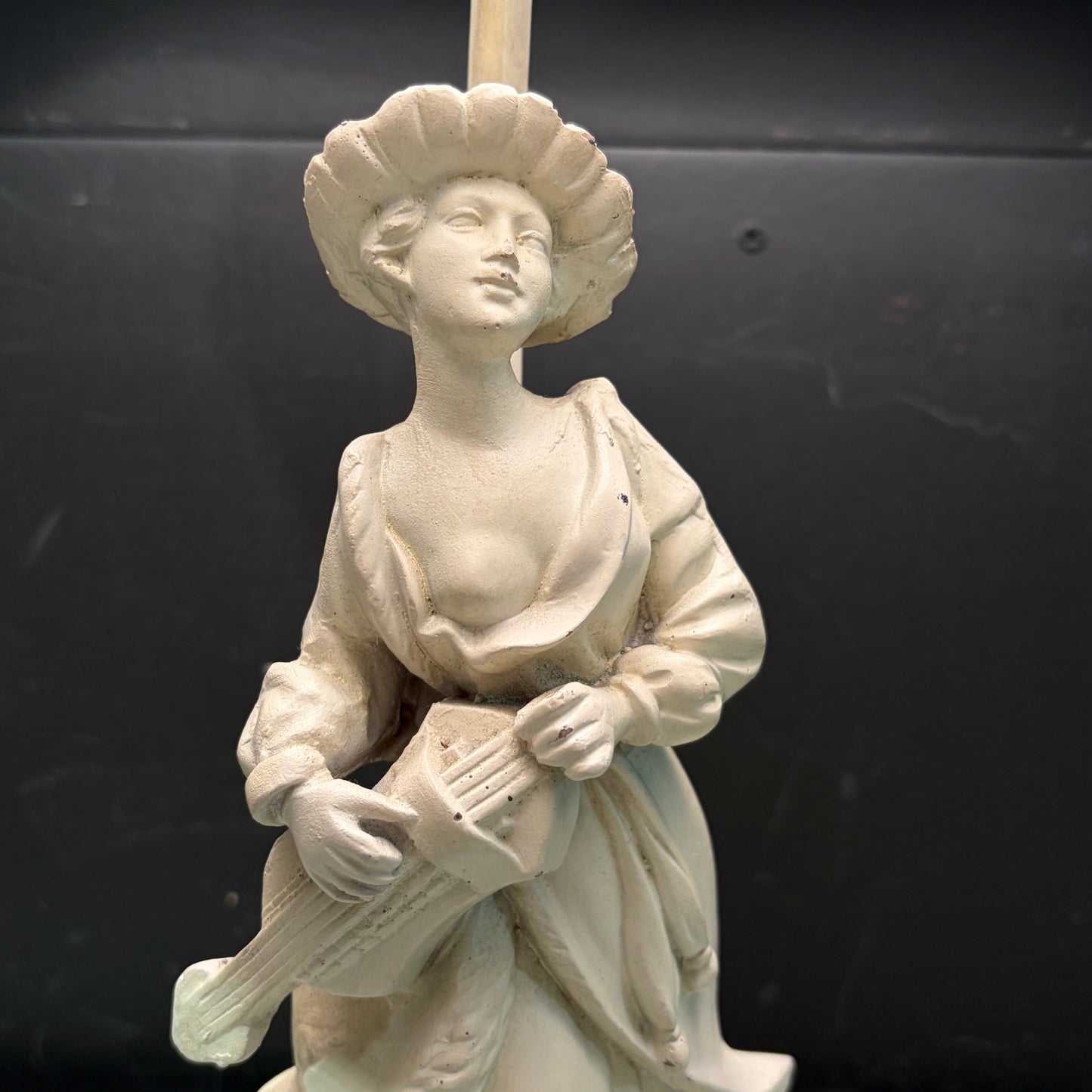 Table Lamp with Female Figurine & Square Shade, 26"H x 14.5"Sq